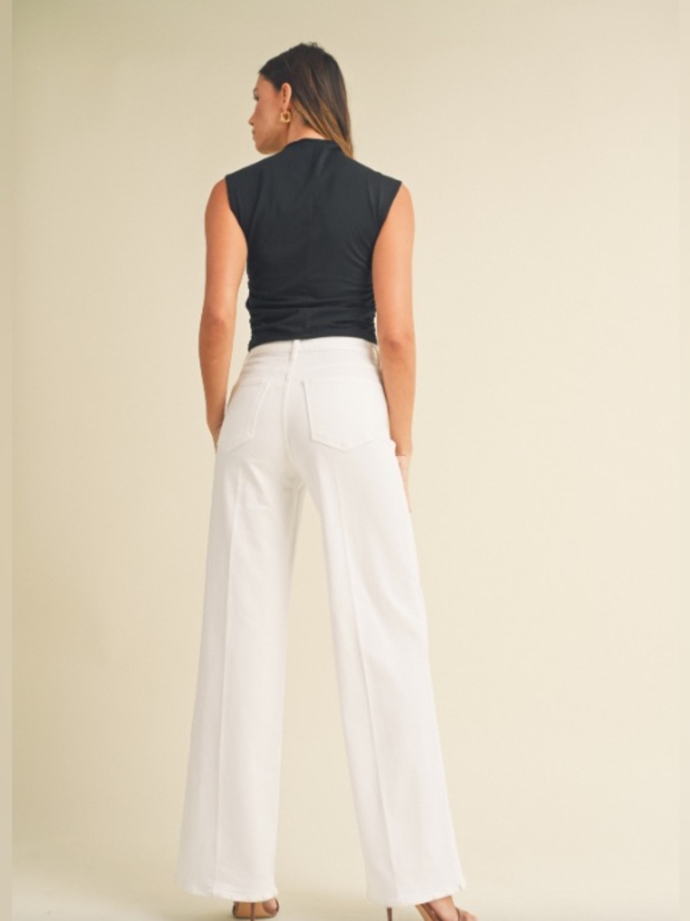 Brand new Just Black White Wide Leg Palazzo Denim Pants size 31 - Picture 4 of 4